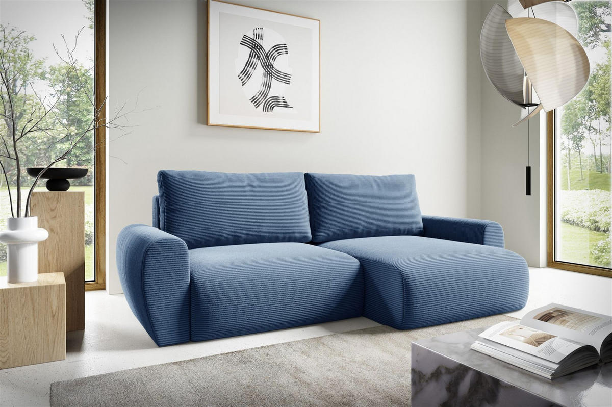 ECKSOFA Galan Mit Schlaffunktion - Blau, Holzwerkstoff/Textil (153/253cm) - Fun Möbel