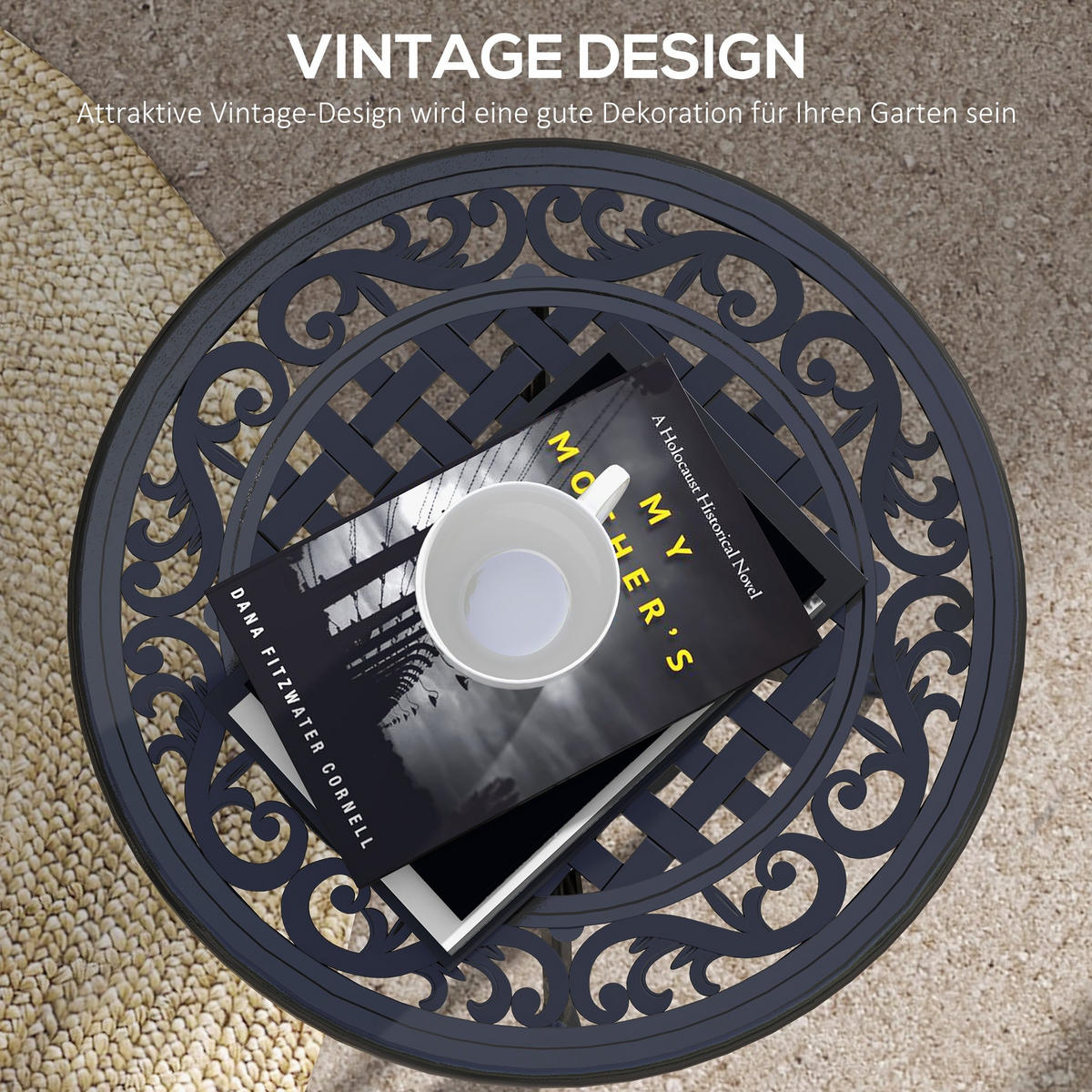 GARTEN BEISTELLTISCH, Schwarz,Aluminium - Schwarz, Metall (60/60/53cm) - Outsunny