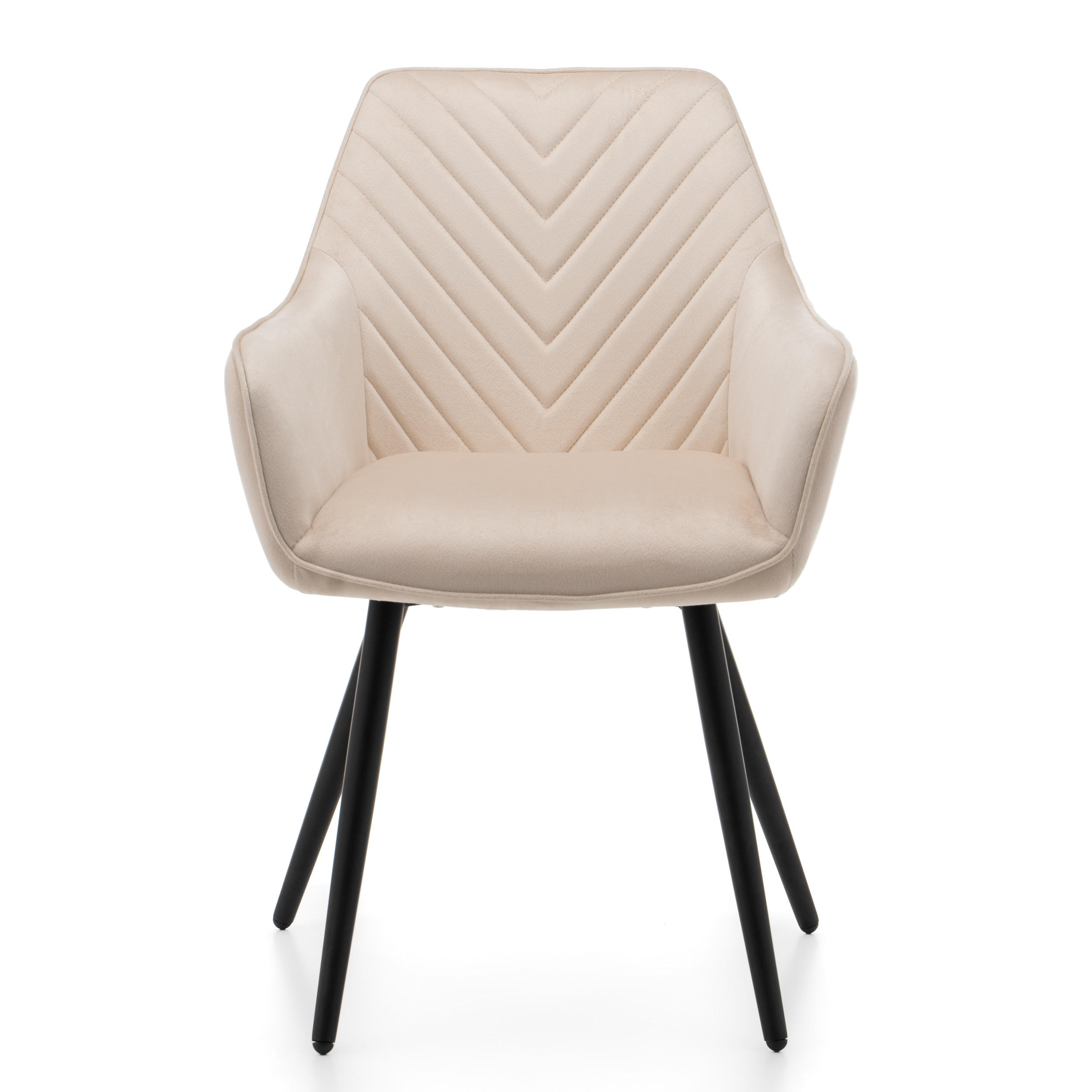 STUHL VASTO gepolstert mit Steppung - beige - Samt Velours - Ecru/Beige, Textil/Metall (58/87/60cm) - NEW HOME