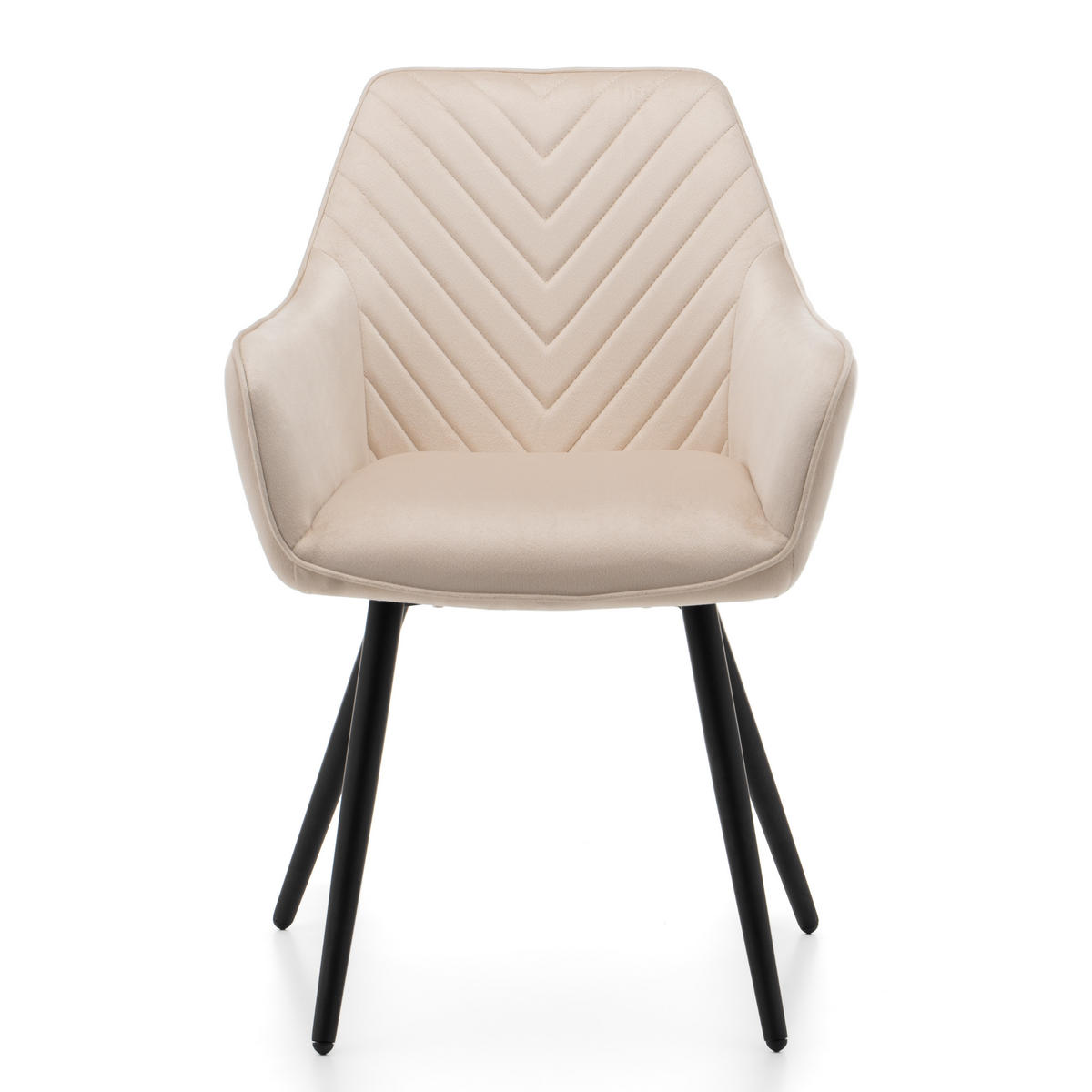 STUHL VASTO gepolstert mit Steppung - beige - Samt Velours - Ecru/Beige, Textil/Metall (58/87/60cm) - NEW HOME