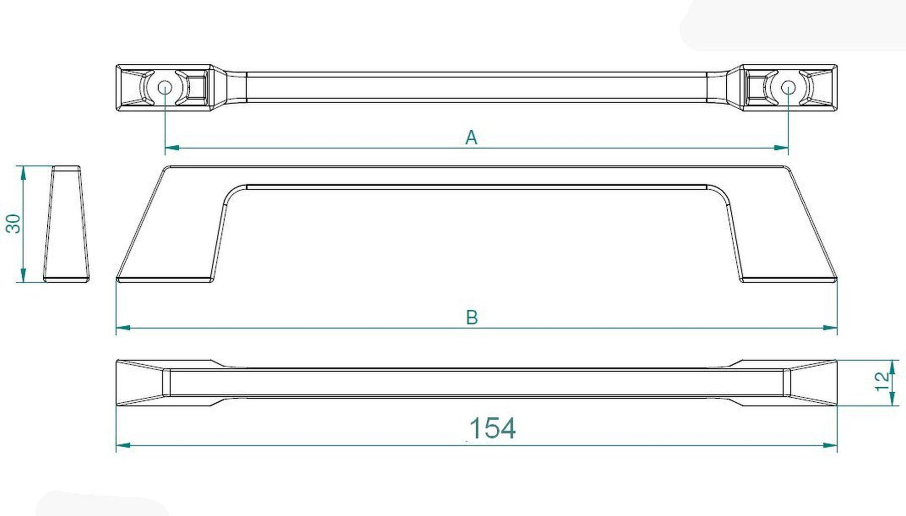 MÖBELGRIFF BA 128mm, Küchengriff Schwarz matt, Schrankgriff Stilo - Schwarz, Metall (0.8/3/15.4cm)