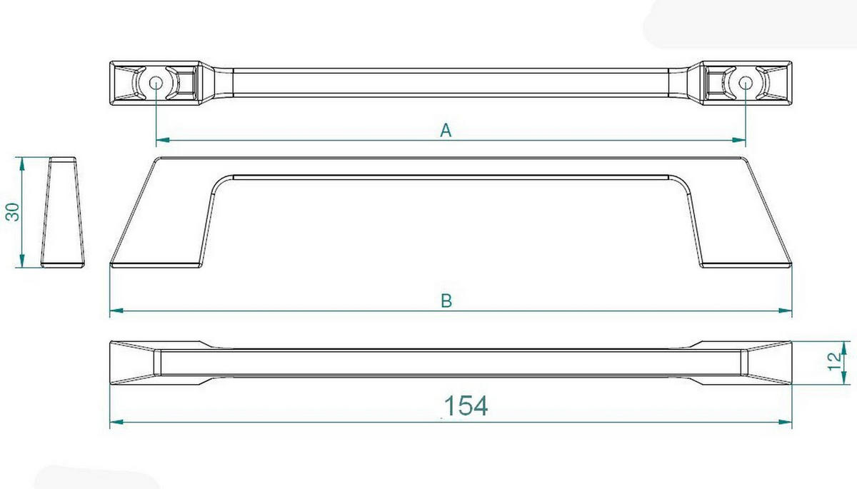 MÖBELGRIFF BA 128mm, Küchengriff Schwarz matt, Schrankgriff Stilo - Schwarz, Metall (0.8/3/15.4cm)