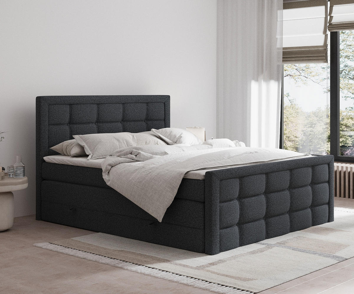BOXSPRINGBETT Ambrosia Schwarz 140/200 cm - Schwarz, Holz/Holzwerkstoff (140/200cm) - Maison de Reve
