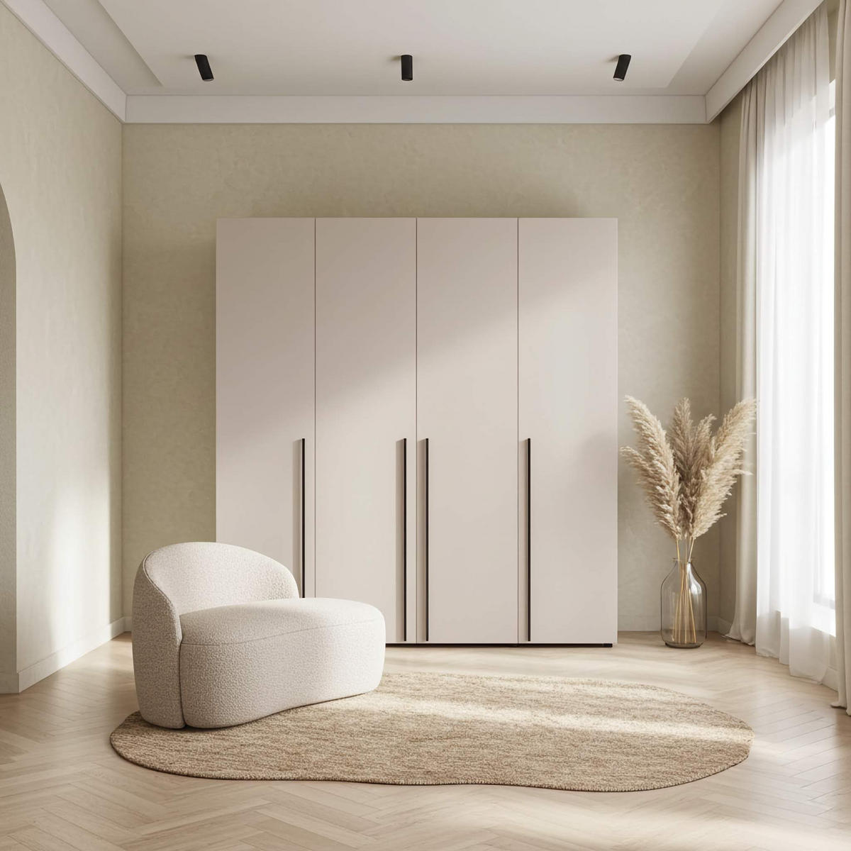 DREHTÜRENSCHRANK Arni Kaschmir Beige - 11 Fächer - 200x206x60 cm - Kaschmir, Holzwerkstoff (200/206/60cm) - Ravio