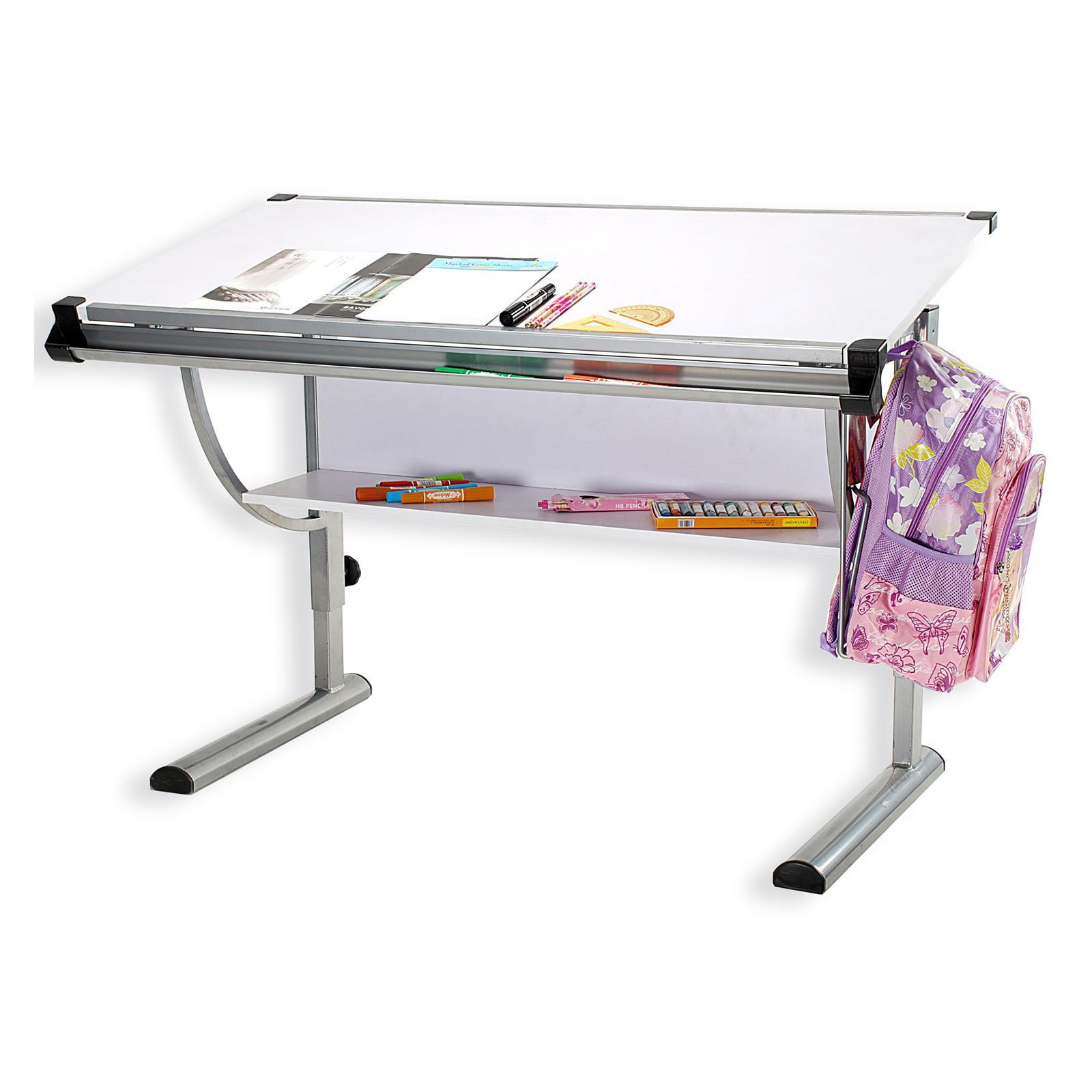 Idimex Kinderschreibtisch Weiß, Alu 114x90x60 cm