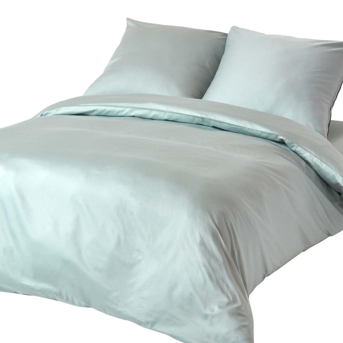 BIO-BETTWÄSCHE Satin Fadendichte 400 - Hellblau, Textil (240/220cm) - Homescapes