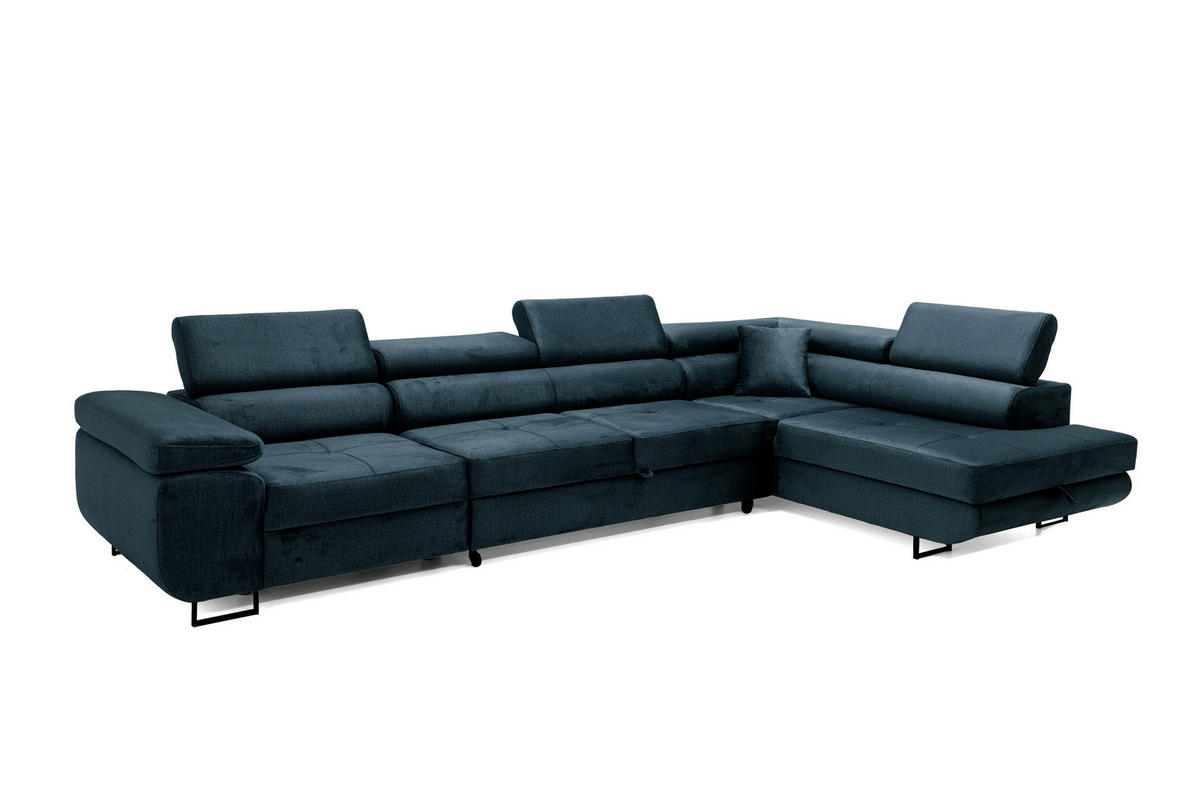 ECKSOFA WILD MAXI Rechts Marine - Dunkelblau, Holz (203/350cm) - Muffo