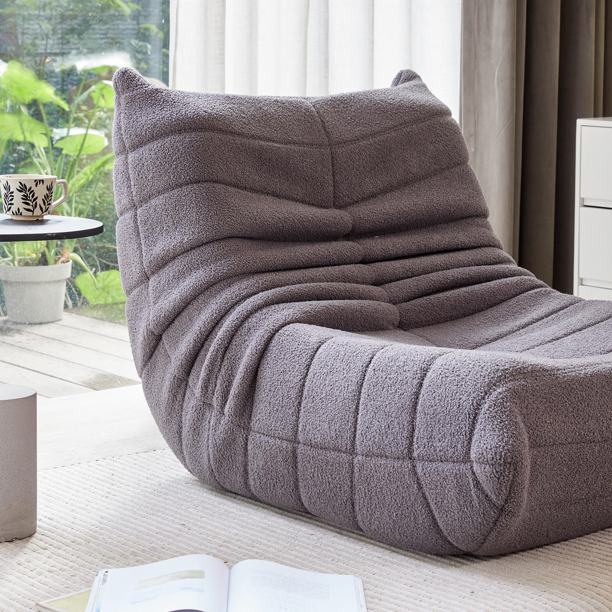 SEDACÍ VAK v šedé barvě, relaxační křeslo do interiéru s vysoce elastickou pěnou, snadno přemístitelné - šedá, textil (85/79/110cm) - STILVORA