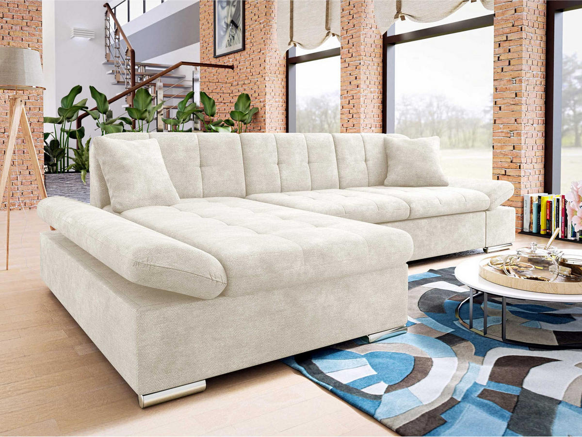 ECKSOFA Montana, Seite: Links - Creme, Holz/Textil (278/161cm) - MIRJAN24