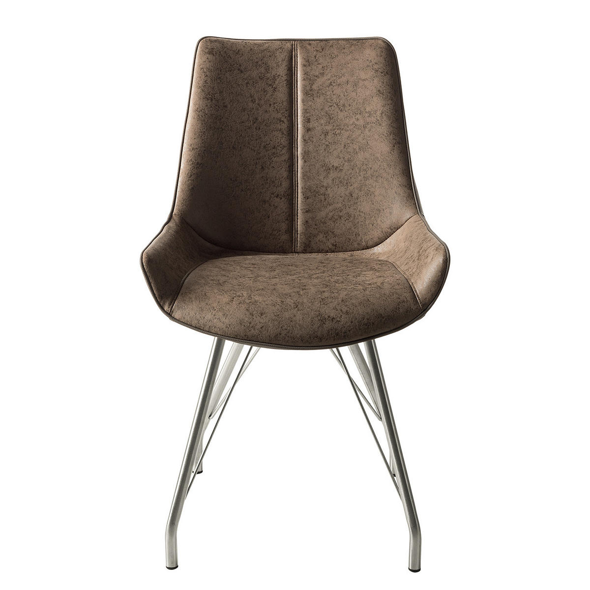 POLSTERSTUHL - 2er-Set - Kunstleder / Edelstahl - Cappuccino, Kunststoff/Textil (54/87/60cm) - home24