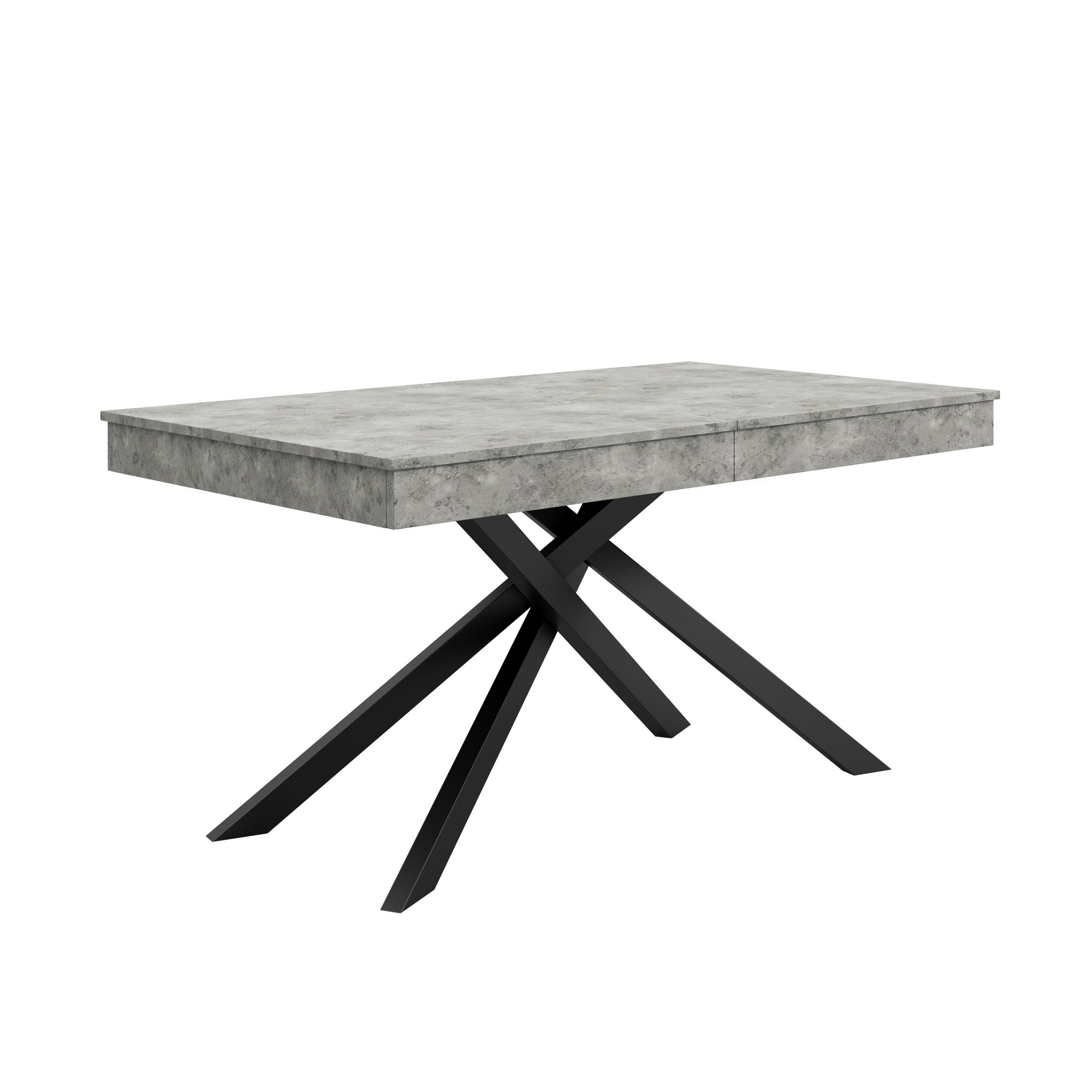 ESSTISCH in Grau ausziehbarer Küchentisch mit verdickter Tischplatte und Metallbeinen für Esszimmer ,B140-180/T80/H76cm - Schwarz/Grau, Holzwerkstoff/Metall (80/180/76cm) - STILVORA