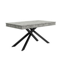ESSTISCH in Grau ausziehbarer Küchentisch mit verdickter Tischplatte und Metallbeinen für Esszimmer ,B140-180/T80/H76cm - Schwarz/Grau, Holzwerkstoff/Metall (80/180/76cm) - STILVORA