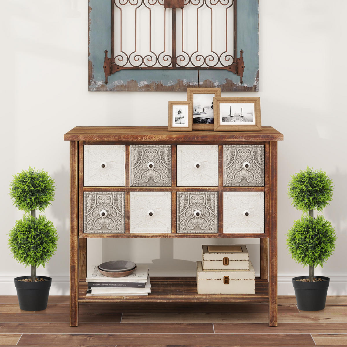 KUNSTPFLANZE 2er-Set DE-16644 Doppelkugeln, 60 cm, 213 Blätter Grün - Grün, Kunststoff (60cm) - ComfortXL