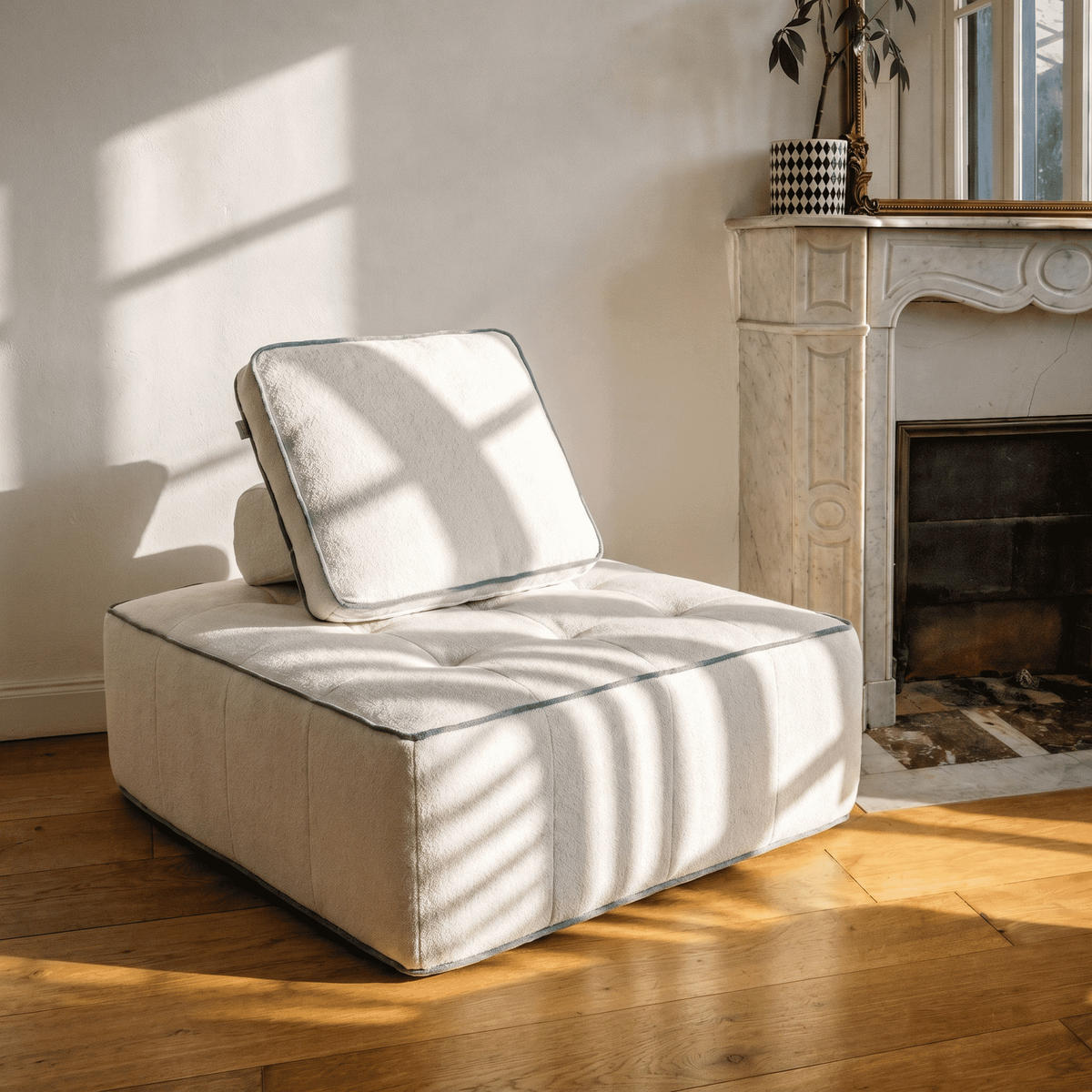 SESSEL Zen Weiß und Salbei 1-Sitzer - Salbeigrün/Weiß, Textil (100/75/100cm) - COCO Living