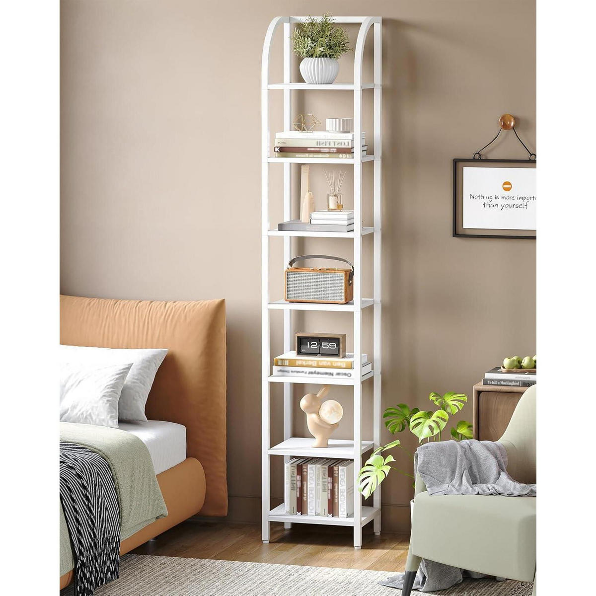 BÜCHERREGAL 7 Ebenen Weiß 30 x 33,6 x 208,5 cm - Weiß, Metall (33.6/209/30cm)
