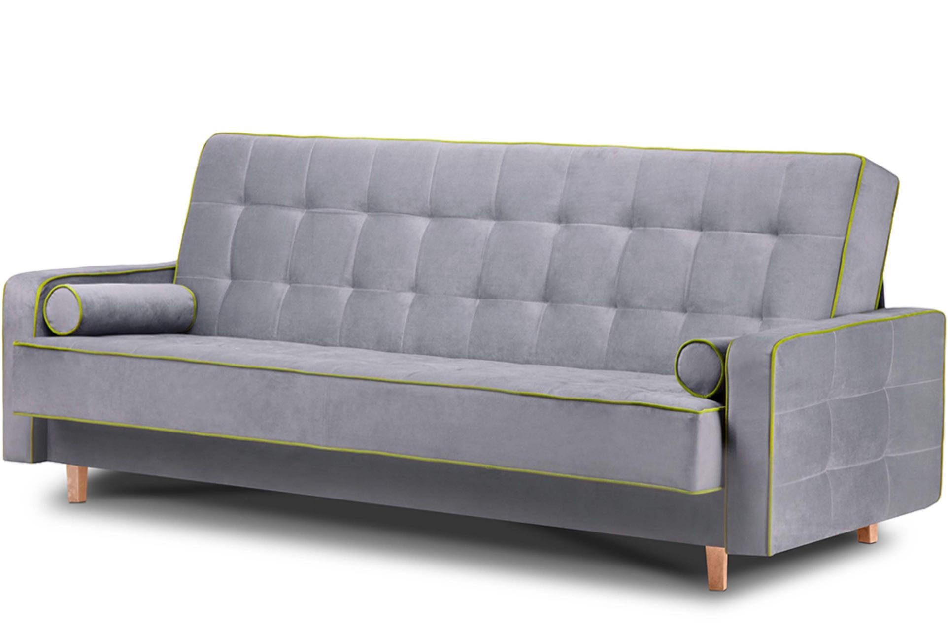 3-SITZER-SCHLAFSOFA DOZER mit 2 Zierkissen und Wellenunterfederung, Grau - Grau, Textil (223/94/93cm) - KONSIMO®