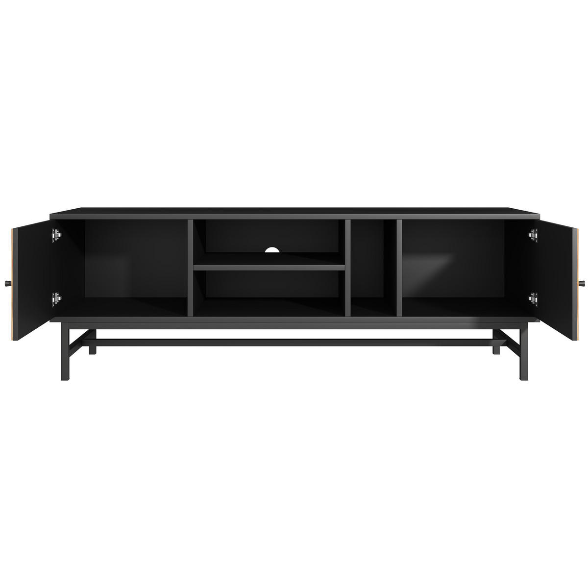 TV-MÖBEL Schwarz und Holzoptik 150/38/55 cm - Schwarz, Holzwerkstoff (38/55/150cm) - Urban Meuble