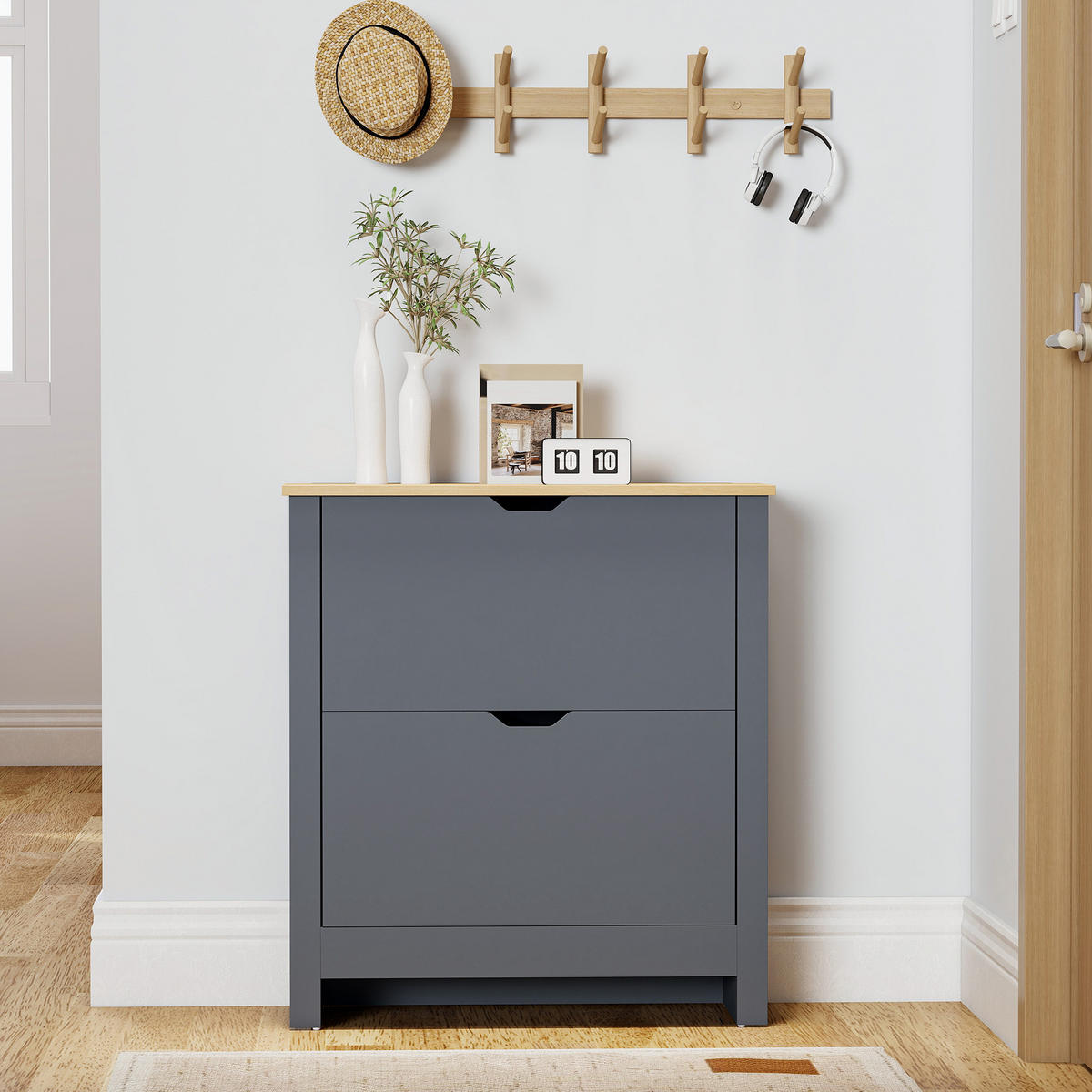 SCHUHSCHRANK Dunkelgrau 26.0/72.0/80.0 cm - Dunkelgrau, Holzwerkstoff (72/80/26cm)