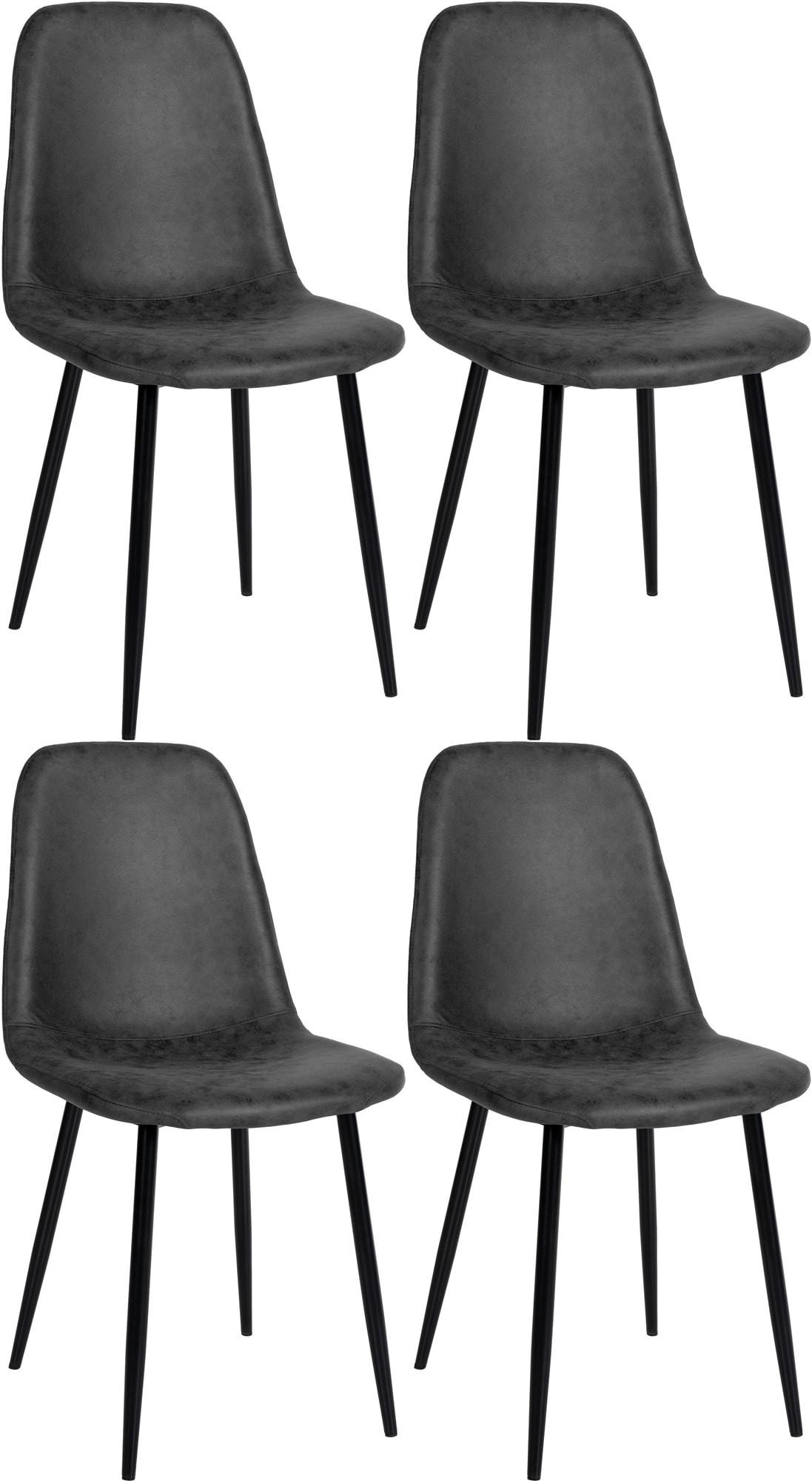 ESSZIMMERSTÜHLE 4er-Set MOVI Schwarz Kunstleder Metall 88x44x51 cm - Schwarz, Metall (44/88/51cm) - DELUKE