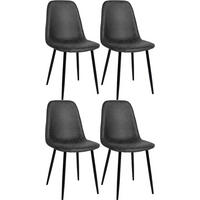 ESSZIMMERSTÜHLE 4er-Set MOVI Schwarz Kunstleder Metall 88x44x51 cm - Schwarz, Metall (44/88/51cm) - DELUKE