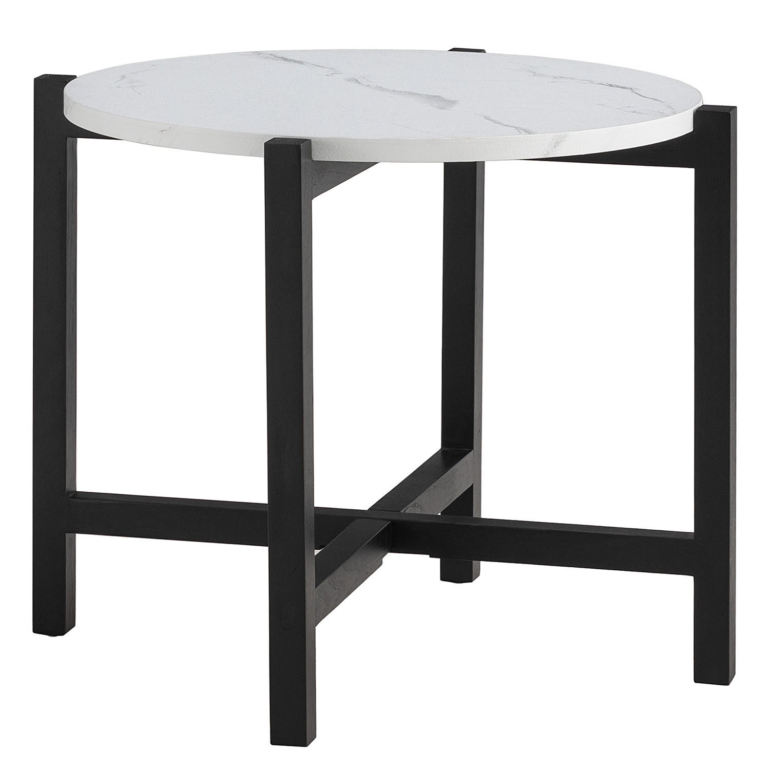BEISTELLTISCH - Eiche massiv / MDF - Schwarz/Weiß, Holz/Holzwerkstoff (50/50/45cm) - home24