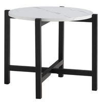 BEISTELLTISCH - Eiche massiv / MDF - Schwarz/Weiß, Holz/Holzwerkstoff (50/50/45cm) - home24