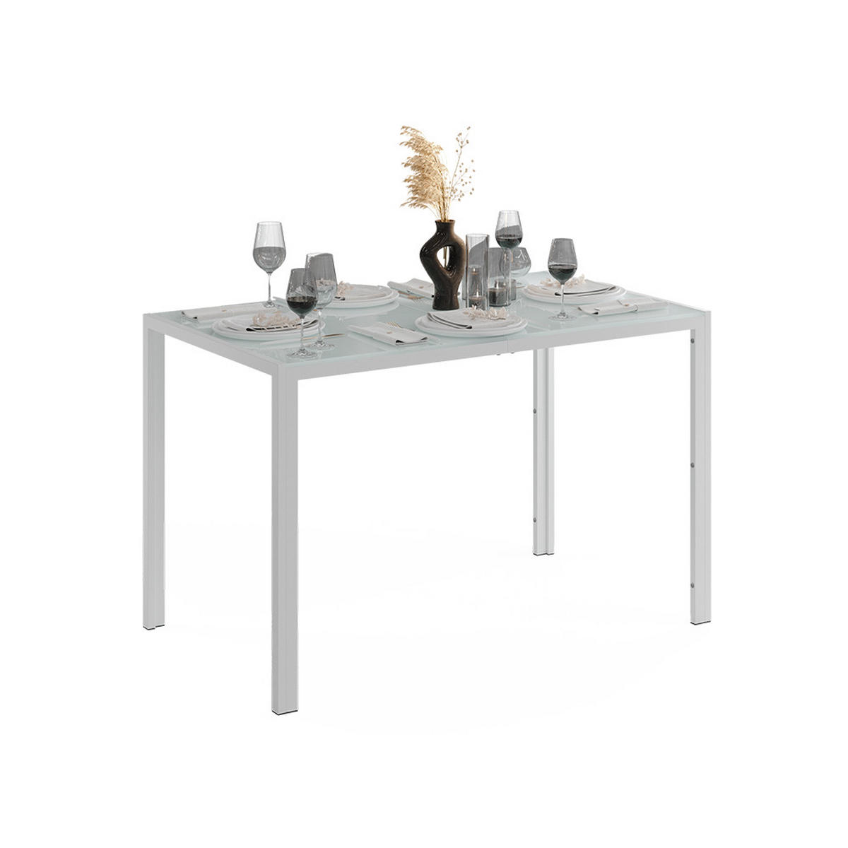 ESSTISCH Grand, Weiß/Weiß, 120 x 70 cm - Weiß, Glas (70/120/74.5cm) - Vicco