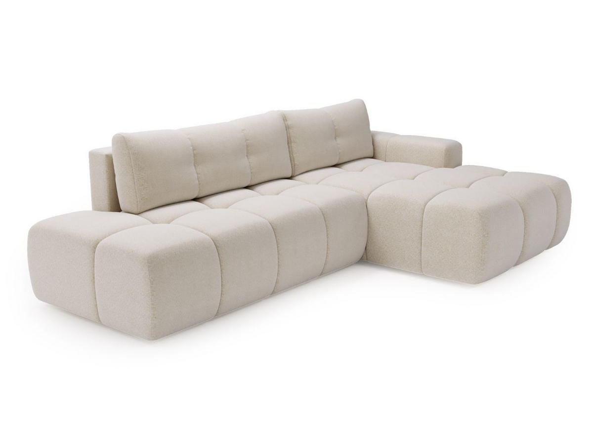 ECKSOFA Montero Bouclé-Stoff Creme Rechts - Creme, Holz/Textil (280/177cm) - Graingold