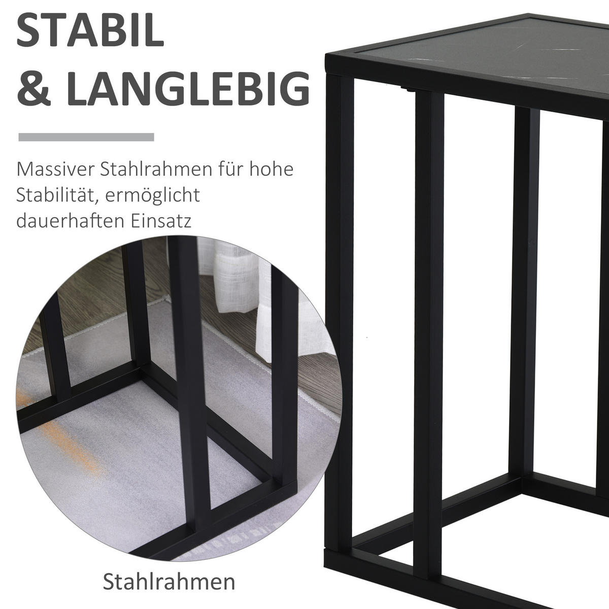 BEISTELLTISCH - Schwarz, Holzwerkstoff (45/30/51.5cm) - HOMCOM