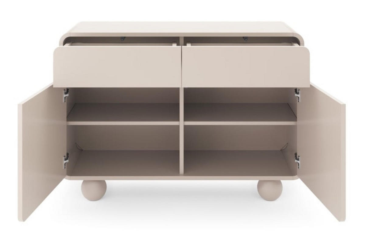 SIDEBOARD Kaschmir ALBI Auf Runden Füßen - Ecru, Holzwerkstoff (108/75/39cm) - Sepro Meble