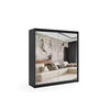 KLEIDERSCHRANK mit Spiegel-Schiebetüren und Aluminium-Leisten - DEBI - 200 cm Schwarz - Schwarz, Holzwerkstoff (200/216/61cm) - ALTDECOR