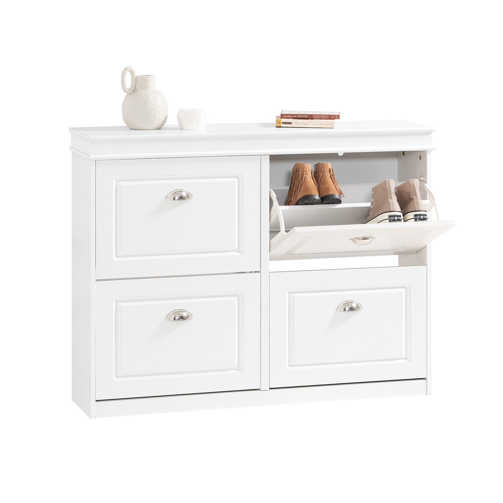 SCHUHSCHRANK Weiß - Weiß, Holzwerkstoff (105/82/24cm) - SoBuy