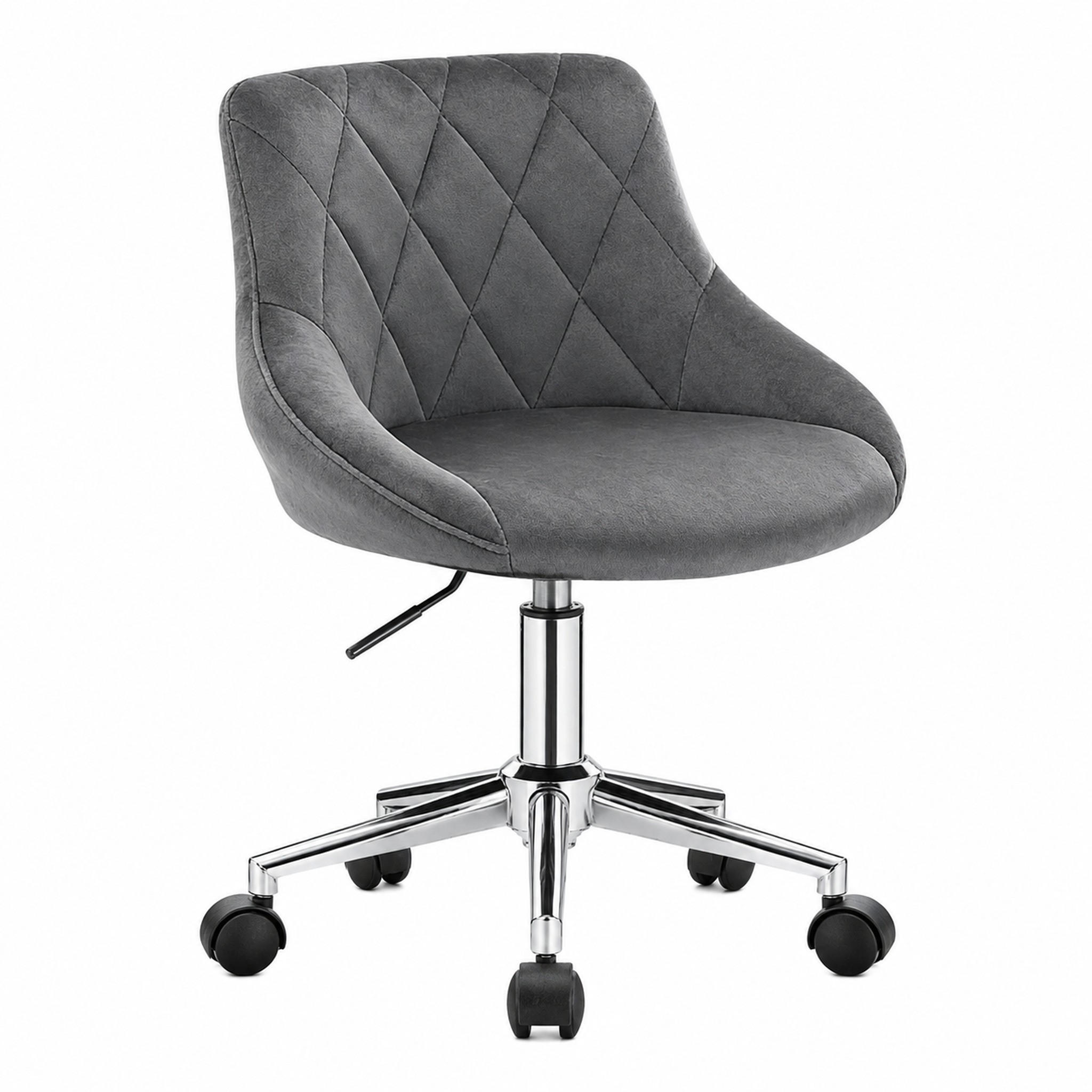 BÜROSTUHL höhenverstellbar mit Rollen Samt Dunkelgrau - Dunkelgrau, Metall (37.5/77/31.5cm) - Meubliv