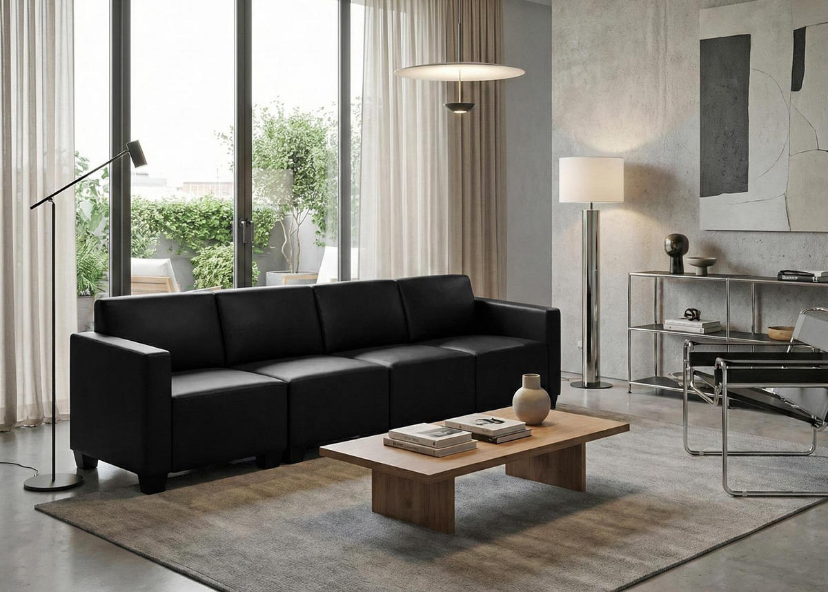 4-SITZER SOFA Schwarz - Schwarz, Textil (250/76/72cm) - MCW