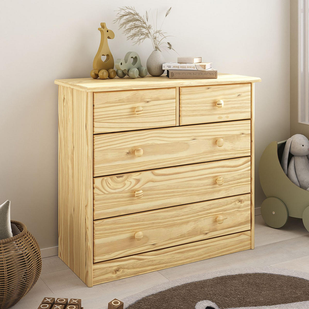 KOMMODE RONDO natur - Naturfarben, Holz (79/74/35cm) - IDIMEX