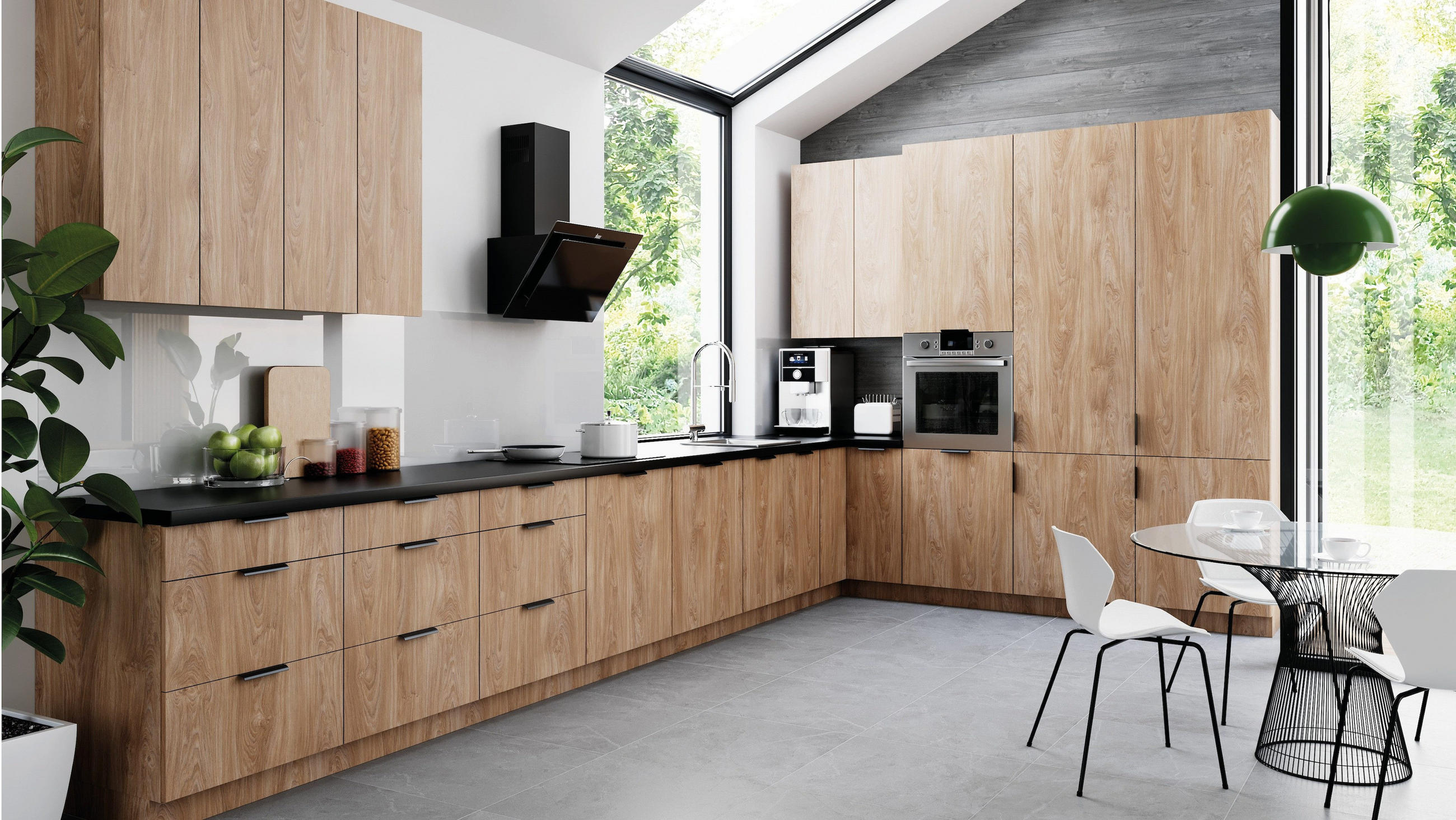 ECKKÜCHE 470 x 270 cm – Sorento K42-G470 – in Sonoma Eiche / Matt - Schwarz/Sonoma Eiche, Holz/Metall (470/247/58cm) - ROYAL24_MARKT
