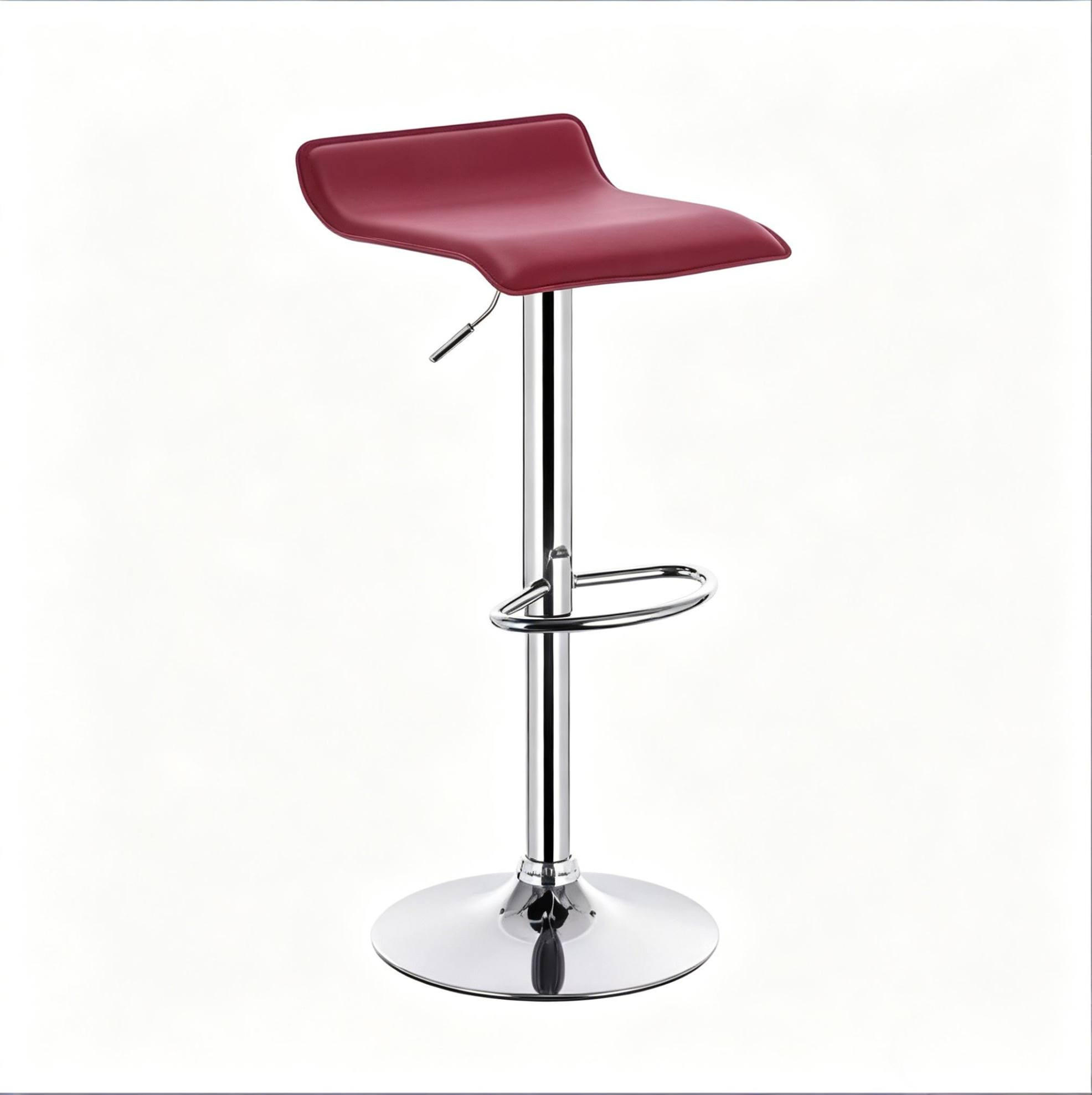BARHOCKER höhenverstellbar drehbar Kunstleder Weinrot 1 St. - Rot, Metall (39/84/38.5cm) - Meubliv
