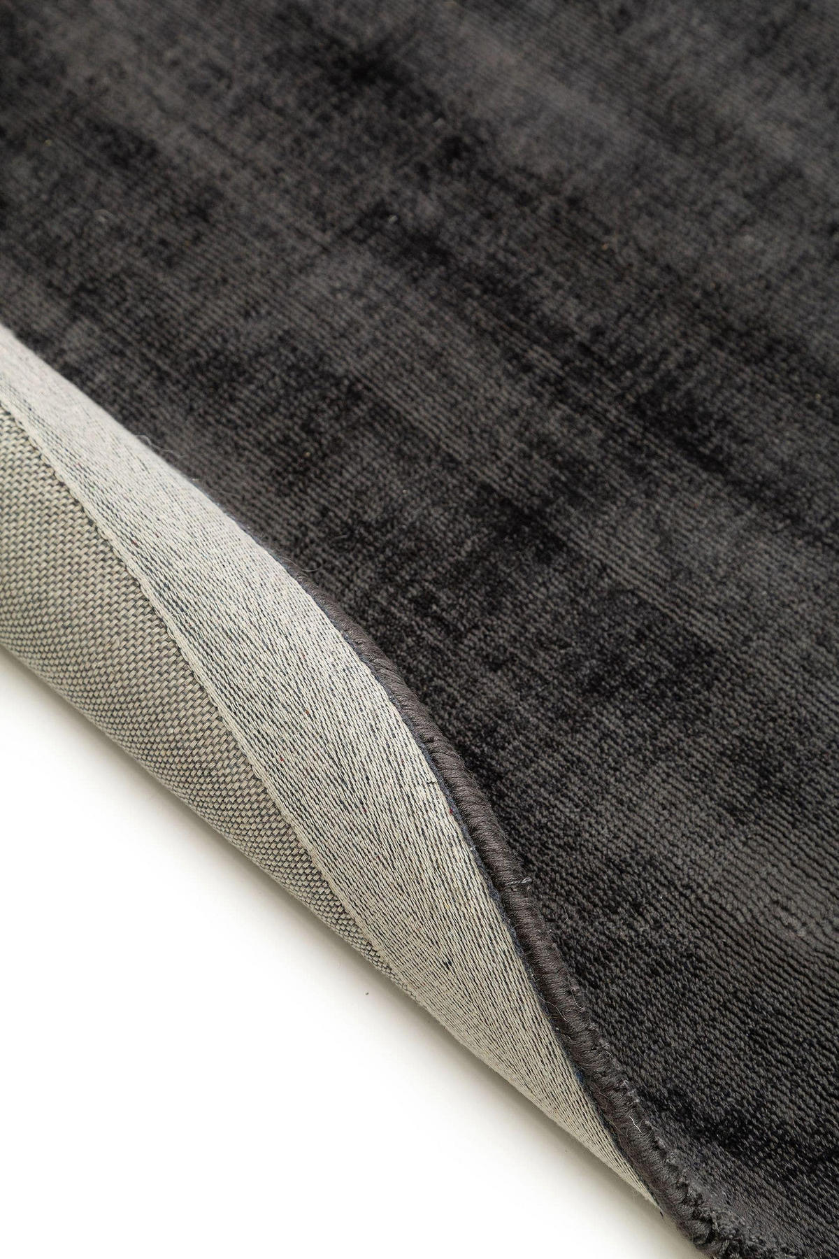 VISKOSETEPPICH Nova Dunkelgrau ø 160 cm rund - Dunkelgrau, Textil (160/160cm) - benuta Pure