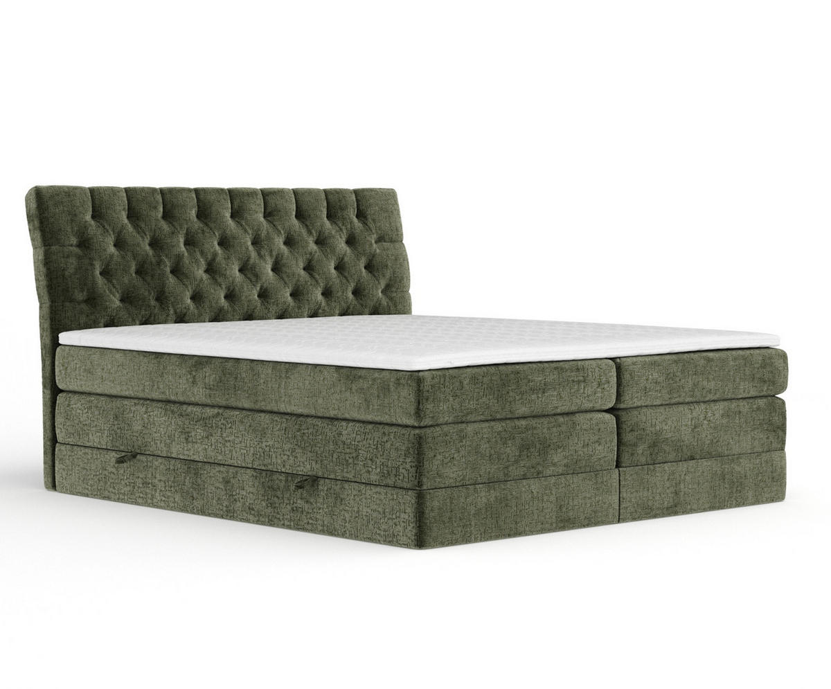 BOXSPRINGBETT Seraphine Olivenfarbe 200/200 cm - Schwarz/Olivgrün, Holz/Holzwerkstoff (200/200cm) - Maison de Reve