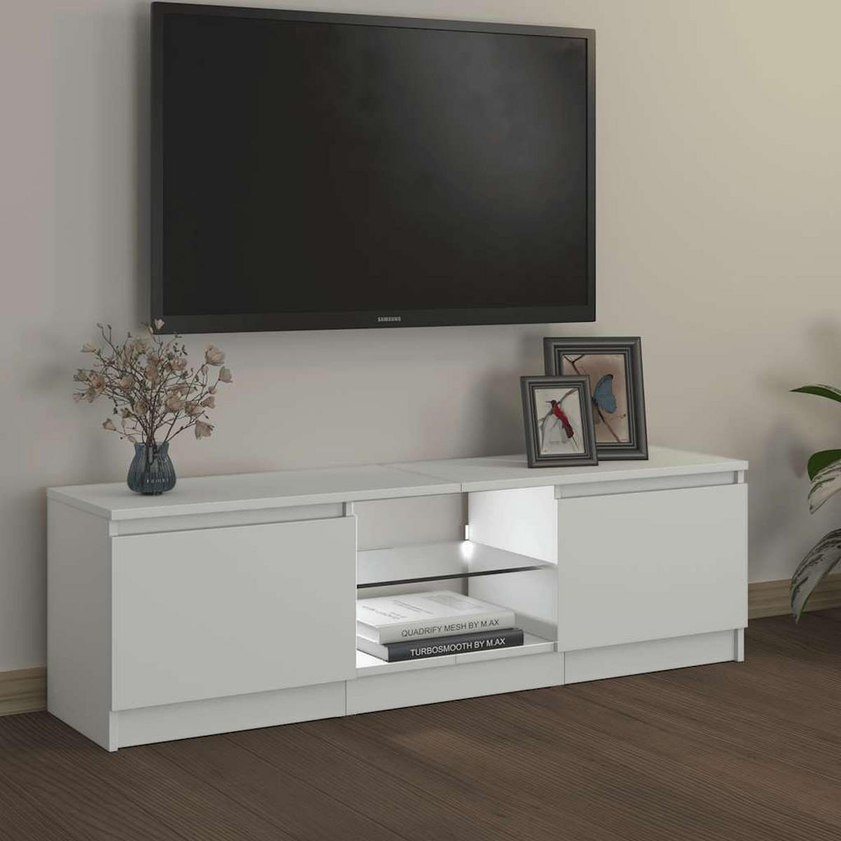 TV-SCHRANK Mit Led-Leuchten Weiss 120/30/36 Cm - Weiß, Holzwerkstoff (30/36/120cm) - vidaXL