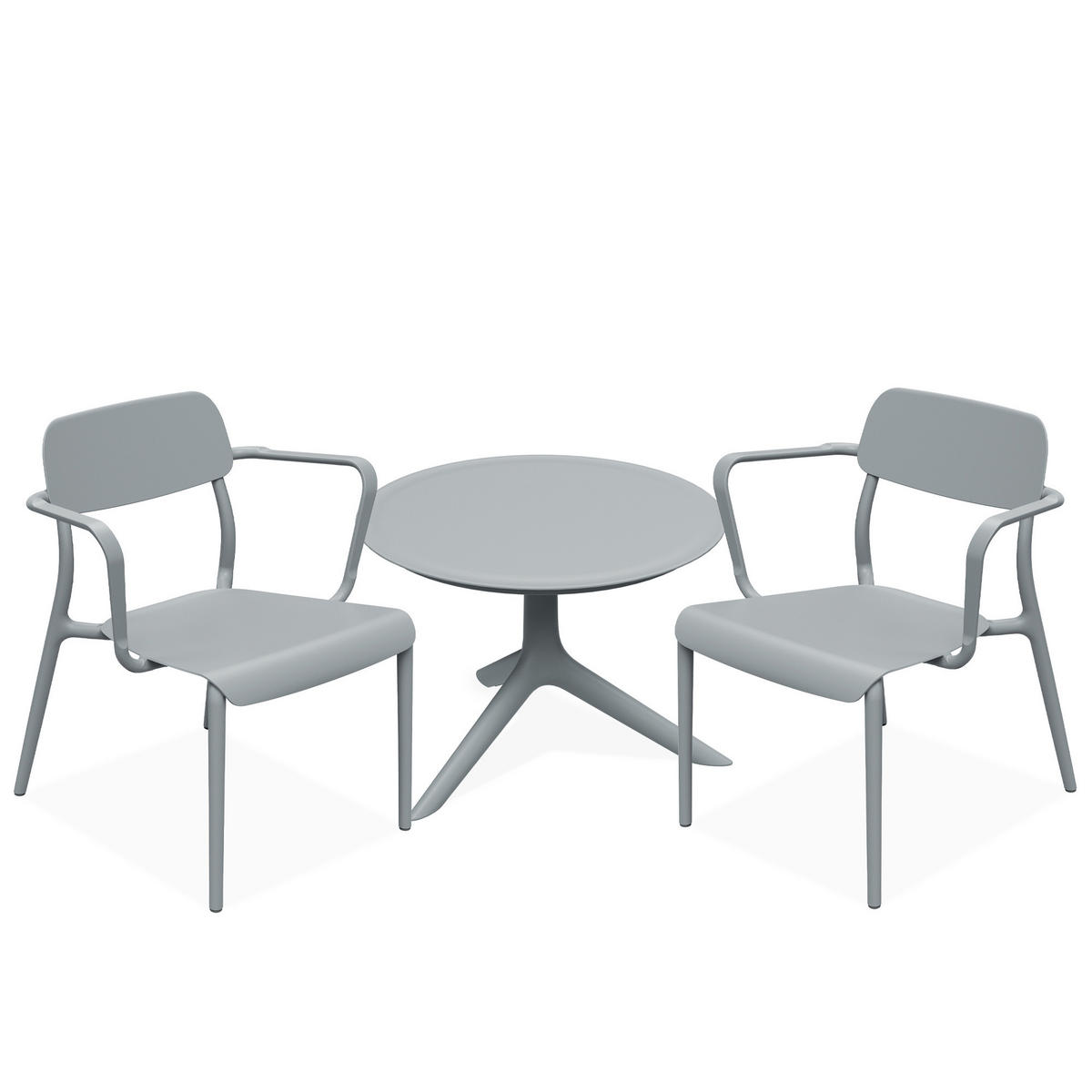 GARTENMÖBEL-SET GALIO, 3-tlg - Grau, Kunststoff - KONSIMO®