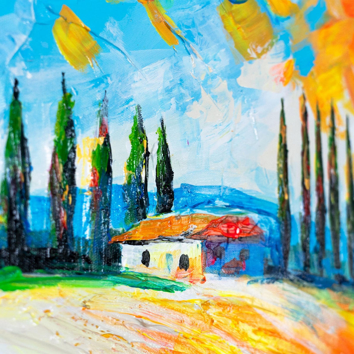 GEMÄLDE Blühende Felder auf Keilrahmen 115x50 cm - Multicolor, Holz (115/50cm) - YS-art gallery