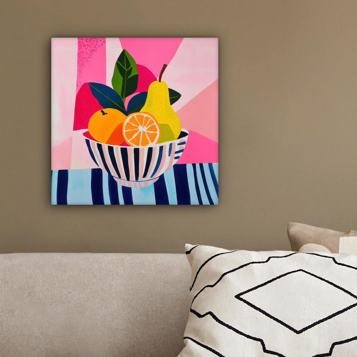 LEINWANDBILD Obst - Abstrakter Hintergrund - Rosa Deko Wohnzimmer 20x20 cm - Pink, Textil (20/20cm) - MuchoWow