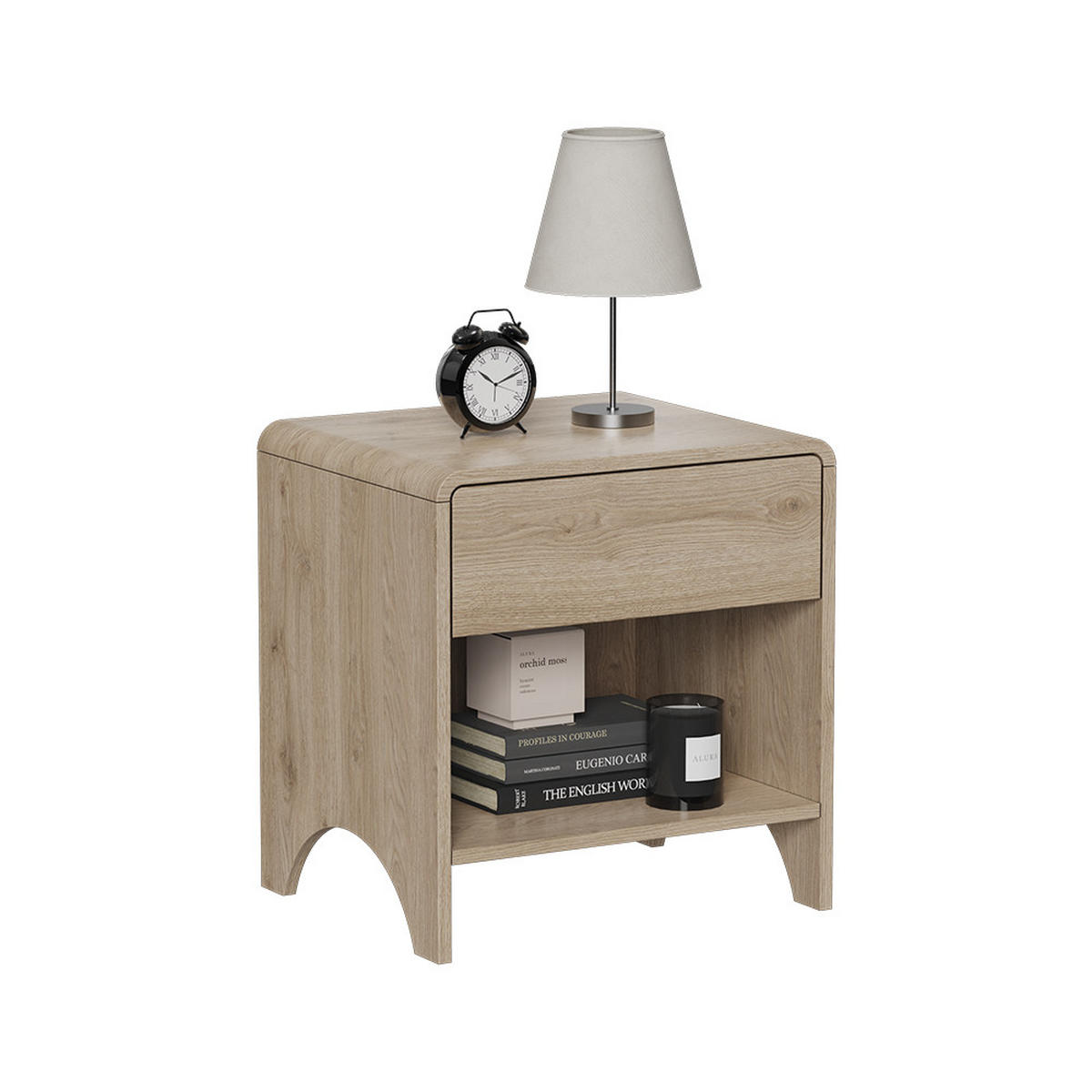 NACHTTISCH Oaki Eiche 47 x 50 cm mit 1 Schublade - Eichefarben, Holzwerkstoff (47/50/39cm) - Vicco