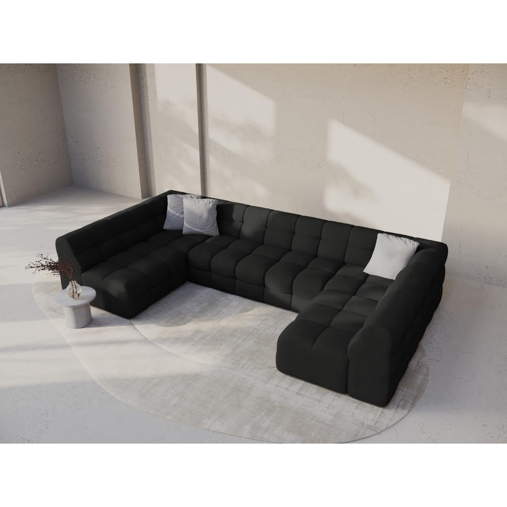 Thumbnail - Micadoni Panoramasofa, Schwarz, Textil, 7-Sitzer, U-Form, 203x79x372 cm, Hergestellt in Europa, Wohnzimmer, Sofas & Couc...