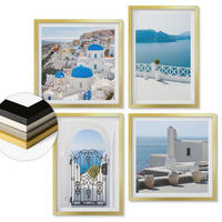 WANDBILDER 4er Set - 50x50 cm & 40x60 cm Goldrahmen - Gebäude am Weißen Meer, Griechenland - Goldfarben, Kunststoff (50/50cm) - ArtPrintCave
