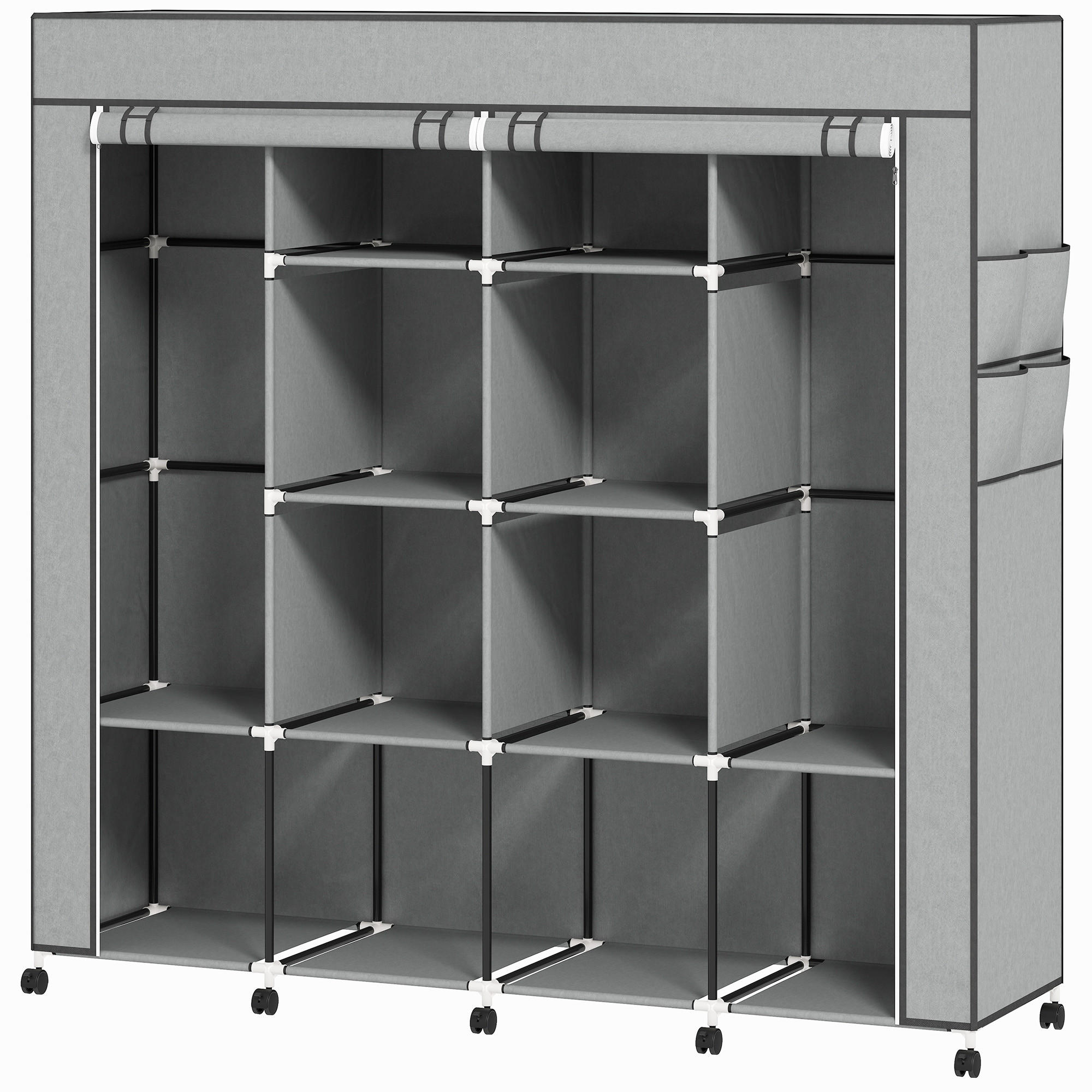 STOFFSCHRANK Stahl, Vliesstoff Dunkelgrau - Dunkelgrau, Textil/Metall (42.5/167/166cm) - HOMCOM