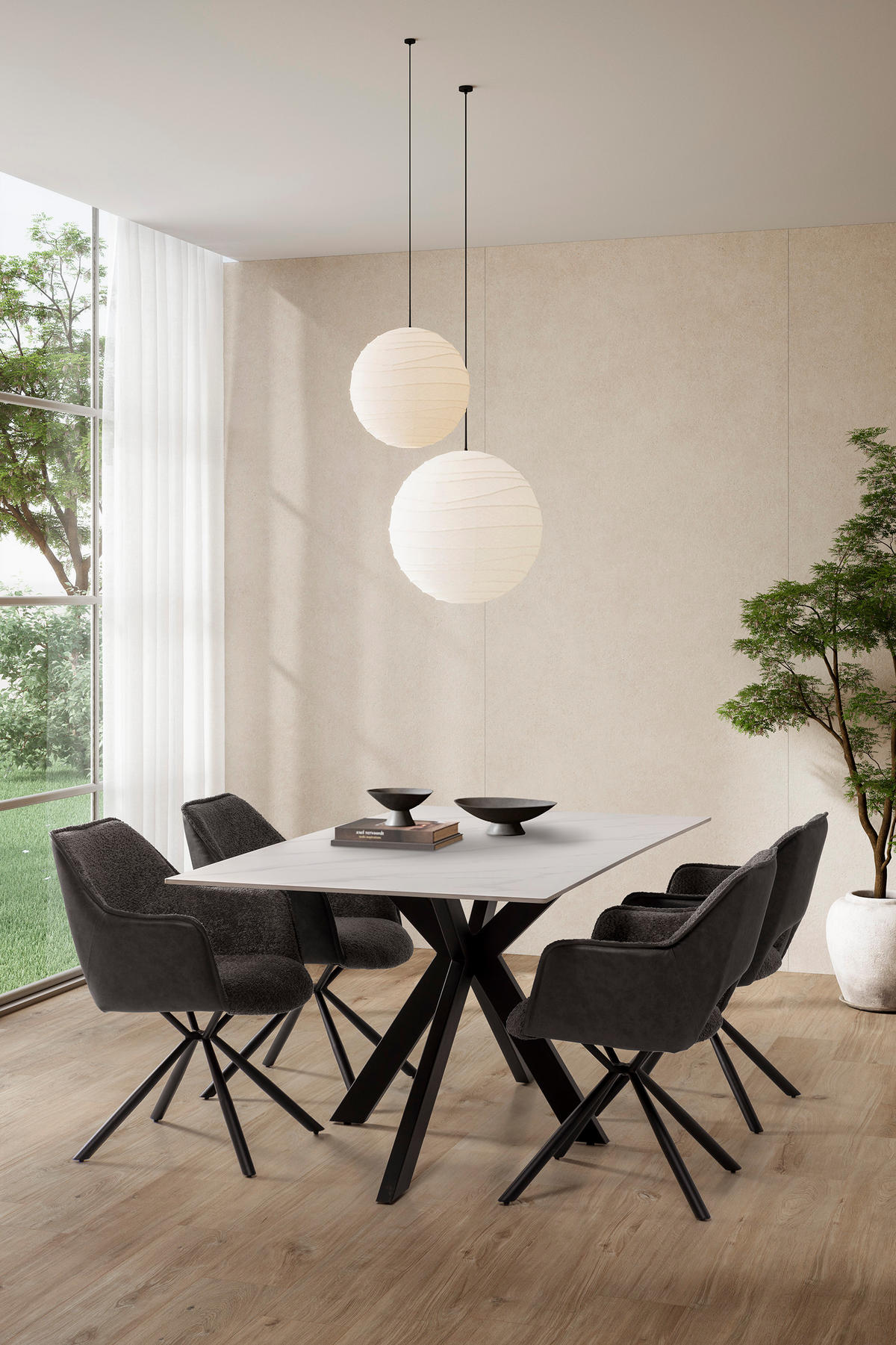 ESSTISCH Bimba Schwarz 180/90/76 cm - Schwarz, Keramik (180/90/76cm)