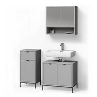 BADMÖBEL-SET ATERNO Grau 3 Teile - Grau, Holzwerkstoff (70/63/45cm) - Livinity®