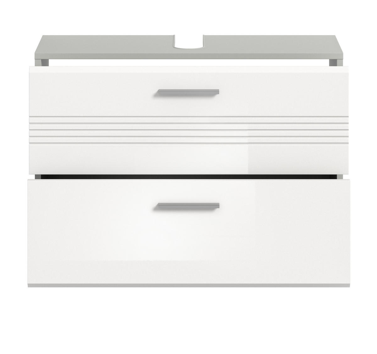 WASCHBECKENUNTERSCHRANK weiß Hochglanz, grau 80 cm - Weiß Hochglanz/Schwarz, Holzwerkstoff/Kunststoff (80/56/32cm) - Inn.Furn